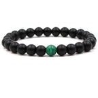 Classic Black Matte Green Malachite Bracelets Suitable Women Men Elastic Strand Jewelry