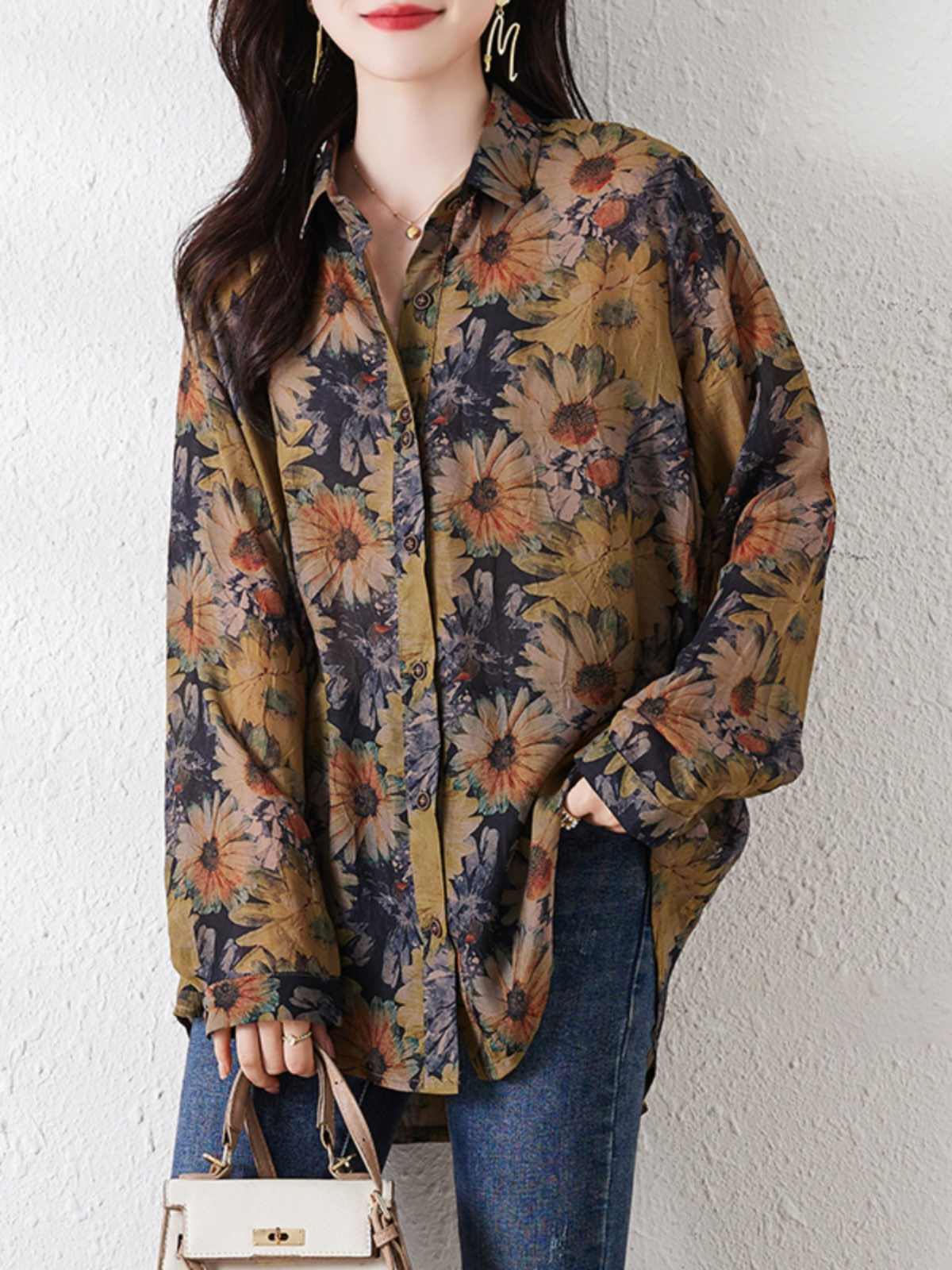 Plus Size Sun Protection Women's Loose Chiffon Shirt