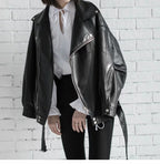 Autumn Loose Pu Leather Jacket Student Motorcycle Jacket