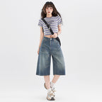 Women's American-style Retro High Street Denim Cropped Pants Summer