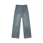 Light Blue Wide-leg Jeans For Women High Waist Loose Slimming Petite Nine-point Straight