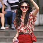 Hong Kong Style Retro Floral Shirt Summer Commute