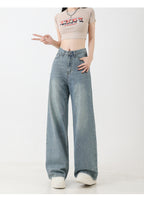 Women's Tencel Light Colored Embroidered Wide Leg Jeans