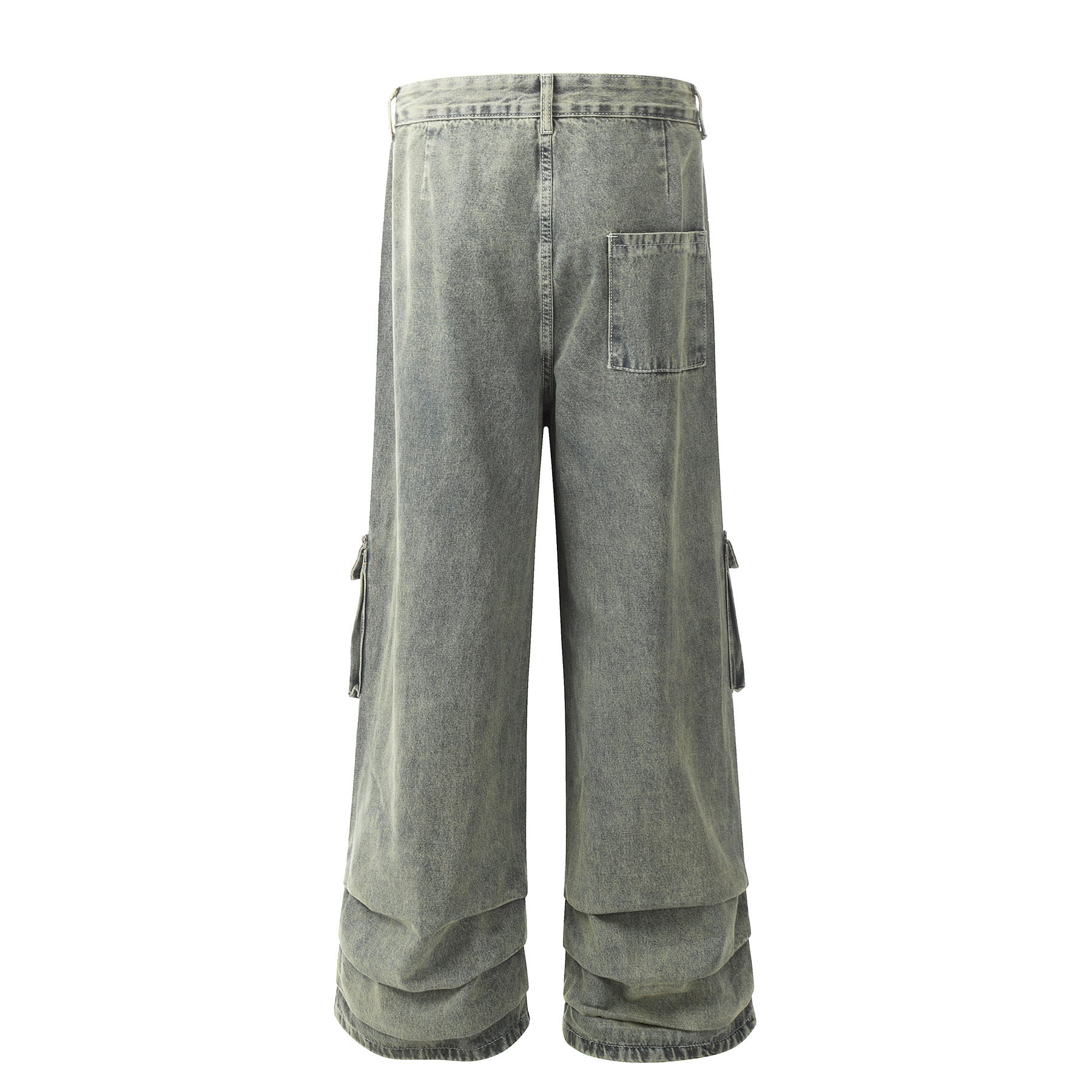 Retro Design Worn Looking Washed-out Burr Cargo Jeans Men